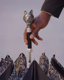 Fashion Il Marchesato Elegante ombrellone - lupo 925 argento con design della pelliccia