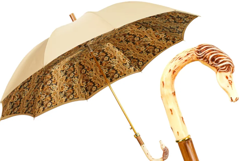 Sale Il Marchesato Equestrian Elegance: Luxury Handcrafted Men's Umbrella with Horse Hand
