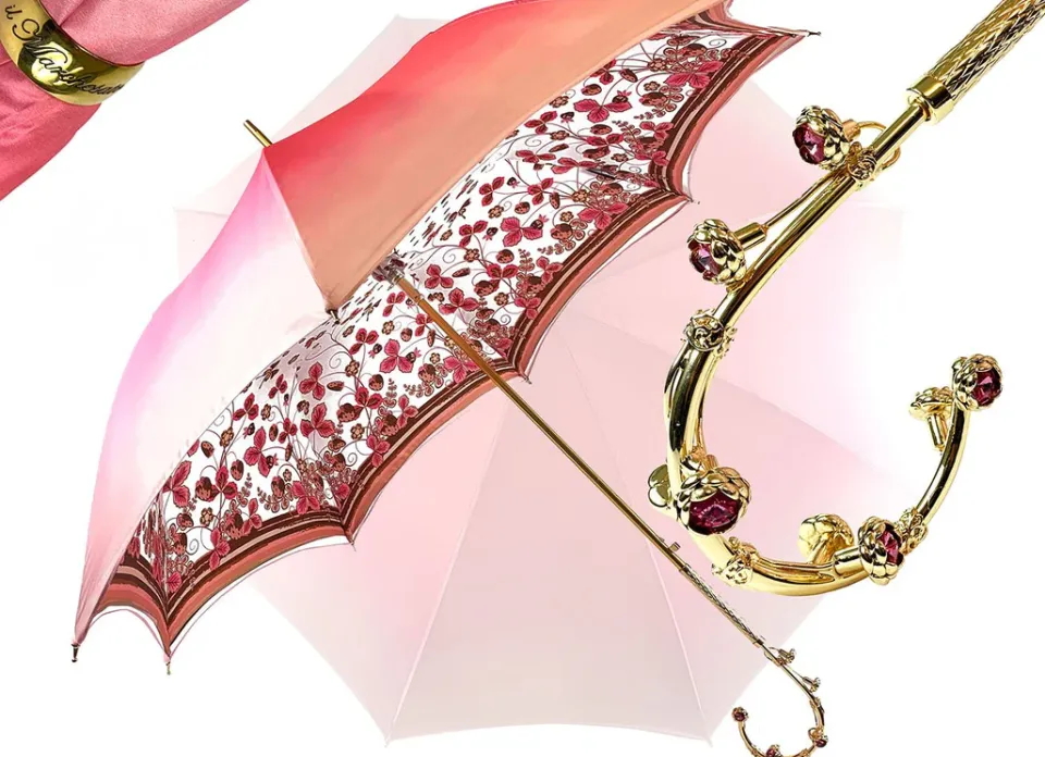 Clearance Il Marchesato Fantastico ombrello rosa chiaro con speciale manico a fiori