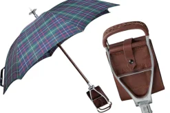 Discount Il Marchesato Handcrafted Leather Seat Umbrella- Tartan design