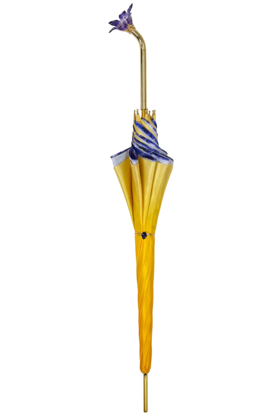 New Il Marchesato Handcrafted Umbrella with 24K Gold-Plated Hand-Painted Metal Flower Ha