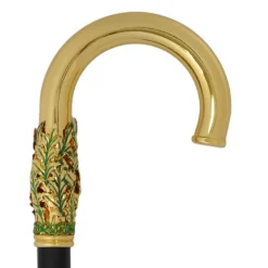 Online Il Marchesato Hand-Painted Golden Plated Metal Walking Cane with Leaf Design