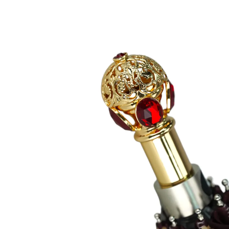 Outlet Il Marchesato ombrelli Burgundy crown design - Mylord red stones Handl