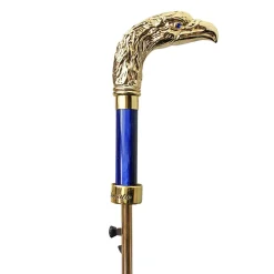 Hot Il Marchesato Impugnatura da aquila 24k - Elegante ombrello blu