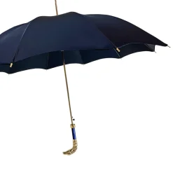 Hot Il Marchesato Impugnatura da aquila 24k - Elegante ombrello blu