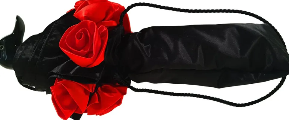 Outlet Il Marchesato Incredibile ombrellone pieghevole nero con volant
