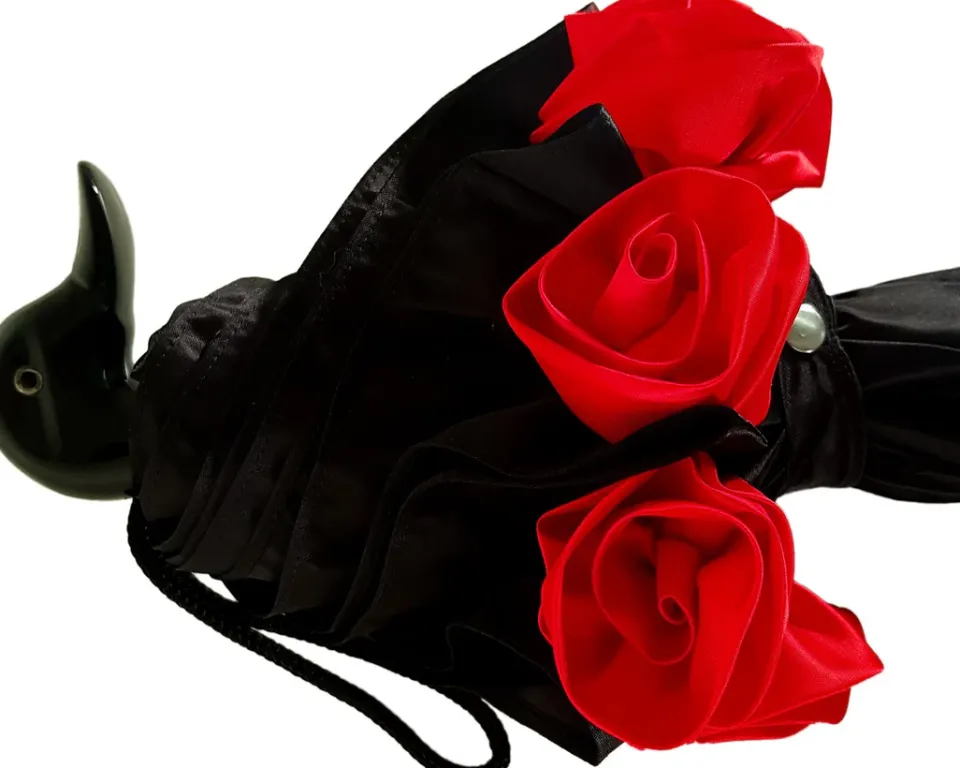 Outlet Il Marchesato Incredibile ombrellone pieghevole nero con volant