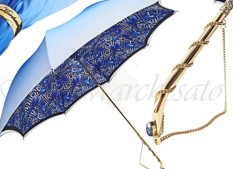Best Il Marchesato Lusso Double Canopy Sky-Blue Umbrella Designer