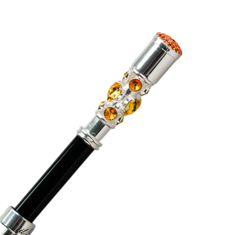 Fashion Il Marchesato Luxury Umbrella with Bold Stripes and Gem-Encrusted Handle