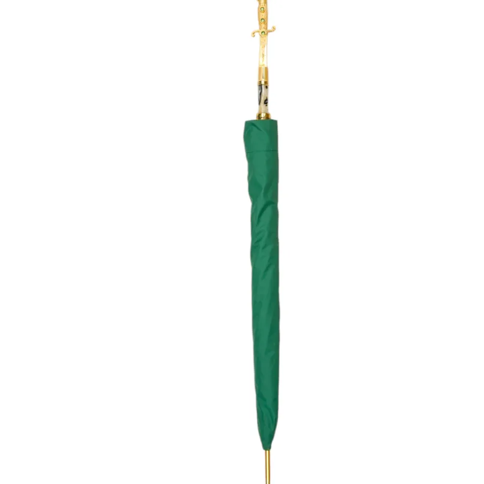 Sale Il Marchesato Majestic Green Umbrella with Ornate Sword Handle in 24K Gold Plating