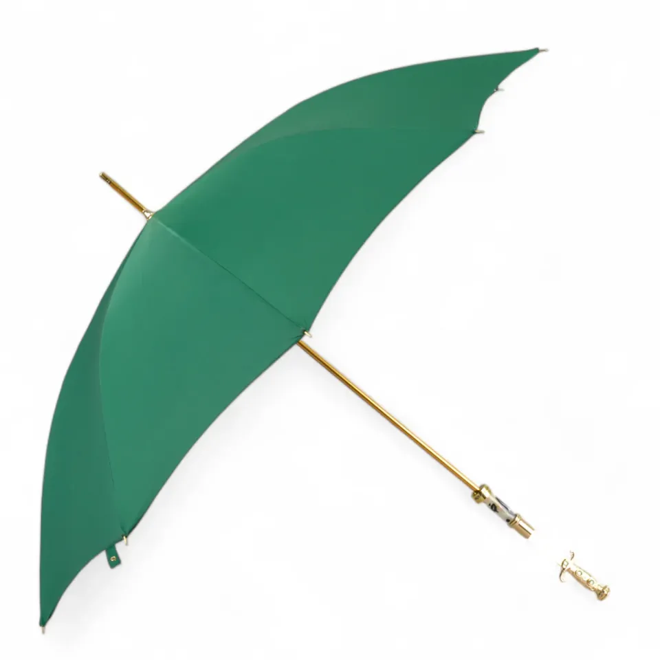 Sale Il Marchesato Majestic Green Umbrella with Ornate Sword Handle in 24K Gold Plating