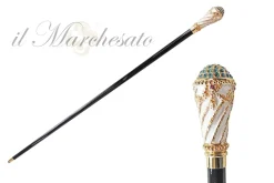Best Il Marchesato Manopola dipinta a mano a mano da passeggio con cristalli indicativi