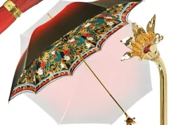 Online Il Marchesato Meraviglioso ombrello Rosso e verde con impugnatura a fiore