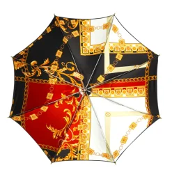 Fashion Il Marchesato Midnight Glamour: Exclusive Black Umbrella Adorned with Bold Red Cryst