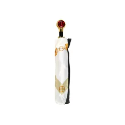 Fashion Il Marchesato Midnight Glamour: Exclusive Black Umbrella Adorned with Bold Red Cryst