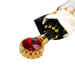 Fashion Il Marchesato Midnight Glamour: Exclusive Black Umbrella Adorned with Bold Red Cryst