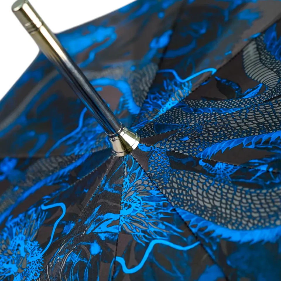 Best Il Marchesato Mythical Dragon Umbrella – Silver-Plated Handle & Oriental Blue design