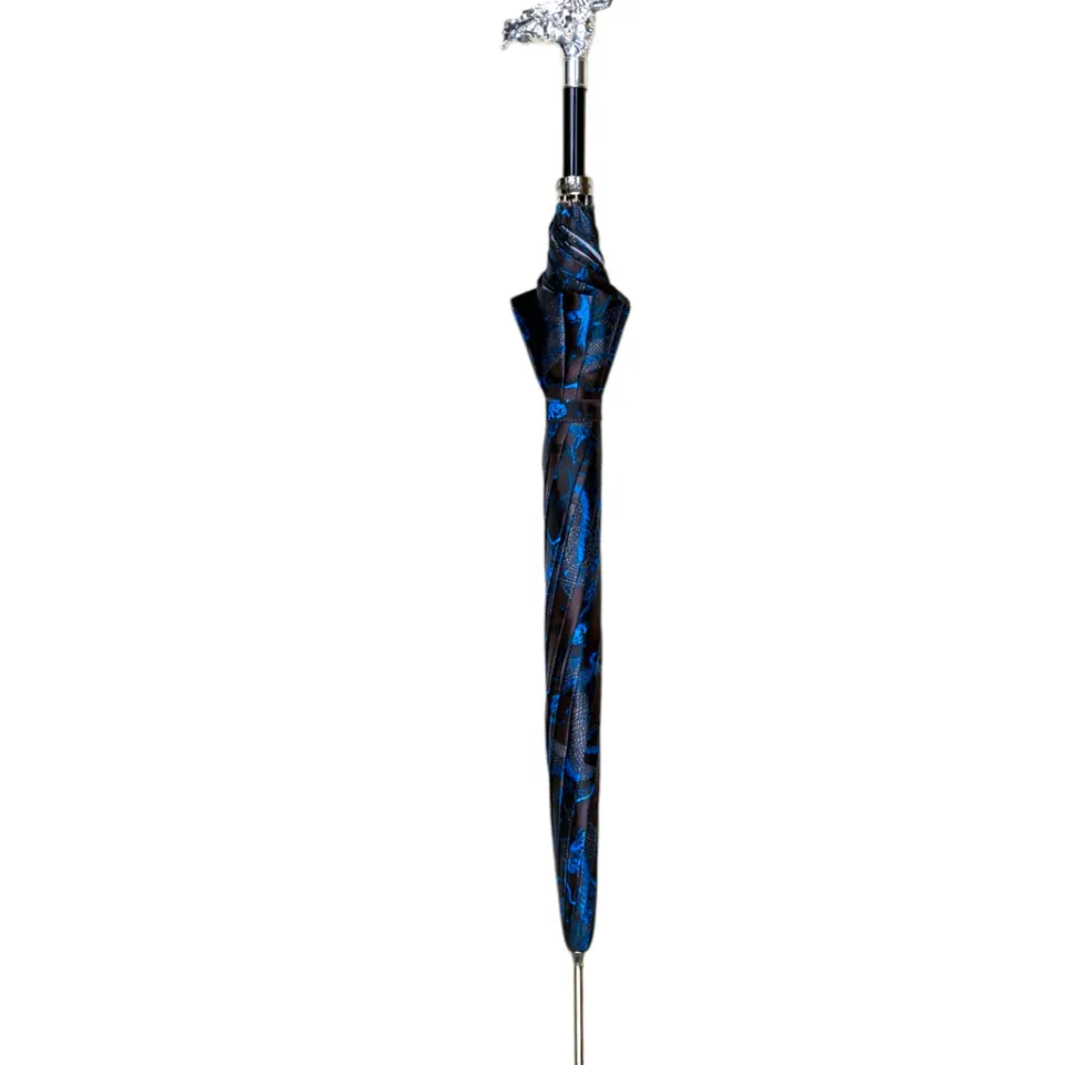 Best Il Marchesato Mythical Dragon Umbrella – Silver-Plated Handle & Oriental Blue design