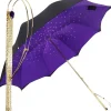 Fashion Il Marchesato Ombrelli di lusso in doppio panno nero-viola Ombrelli di cristalli di lusso