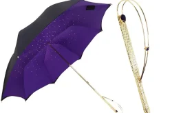 Fashion Il Marchesato Ombrelli di lusso in doppio panno nero-viola Ombrelli di cristalli di lusso