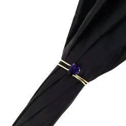 Fashion Il Marchesato Ombrelli di lusso in doppio panno nero-viola Ombrelli di cristalli di lusso