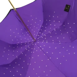 Fashion Il Marchesato Ombrelli di lusso in doppio panno nero-viola Ombrelli di cristalli di lusso