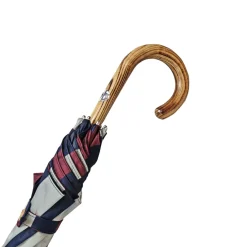 Hot Il Marchesato Ombrello a strisce multicolore - maniglia naturale di faggio
