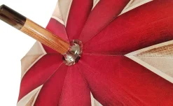New Il Marchesato Ombrello artigianale - a righe rosso e crema - legno malacca
