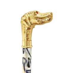 Discount Il Marchesato Ombrello automatico con manico cane da punta placcato oro 24K