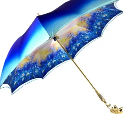 Online Il Marchesato Ombrello azzurro sfumato, stampa margherite