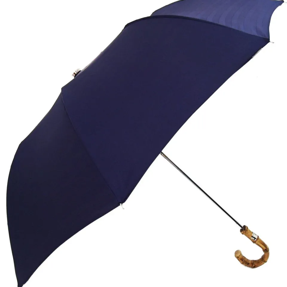New Il Marchesato Ombrello blu da uomo con manico in Bamboo