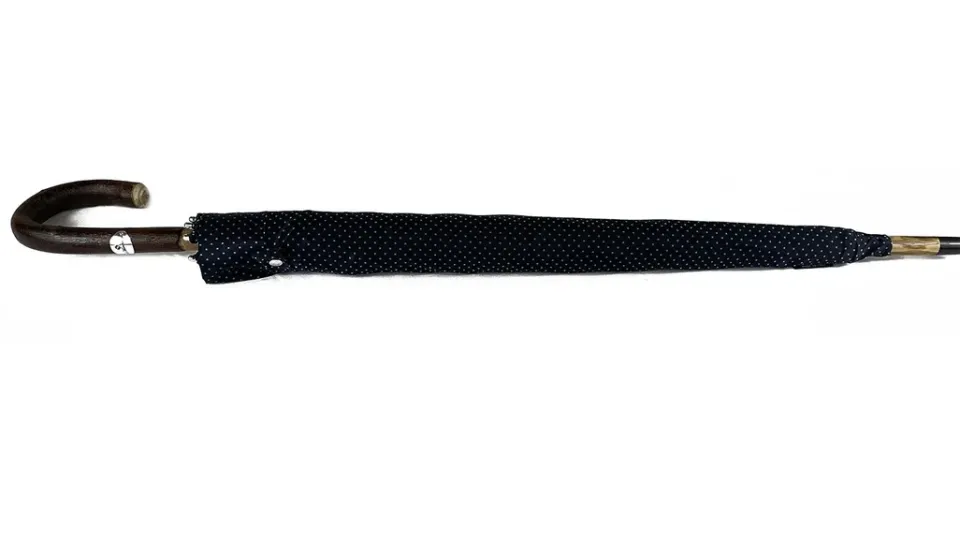 New Il Marchesato Ombrello Blu e azzurro elegante con Legno di Castagno Naturale curvato