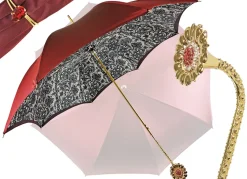 Discount Il Marchesato Ombrello Bordeaux cangiante con interno fantasia pizzo