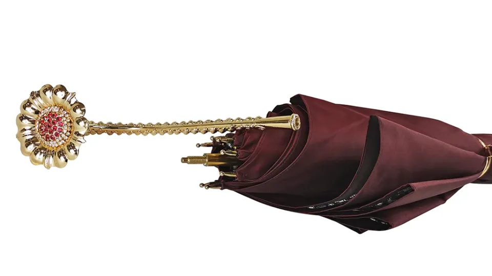 Discount Il Marchesato Ombrello Bordeaux cangiante con interno fantasia pizzo
