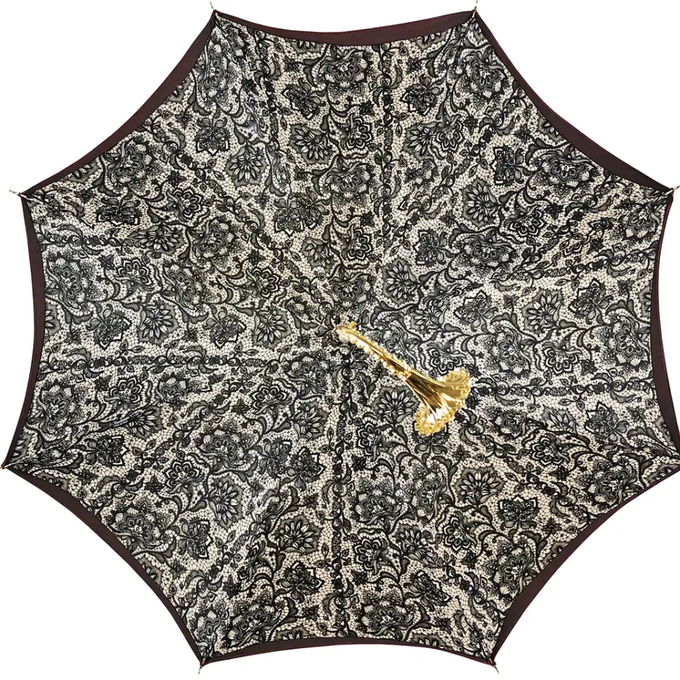 Discount Il Marchesato Ombrello Bordeaux cangiante con interno fantasia pizzo