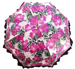 Clearance Il Marchesato Ombrello con fiori fucsia con volant nero