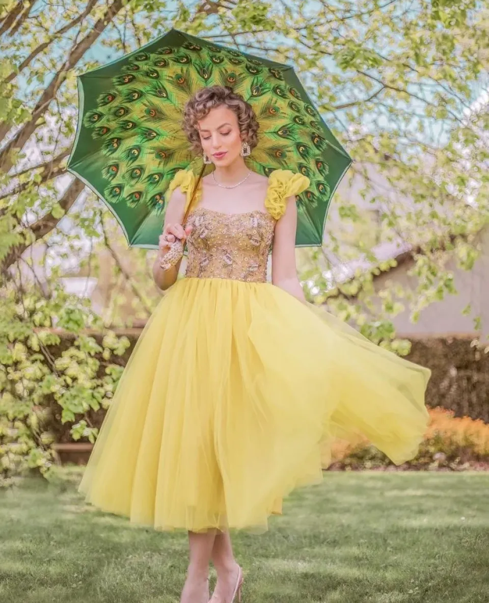 New Il Marchesato Ombrello con impugnatura pavone e cristalli smeraldo