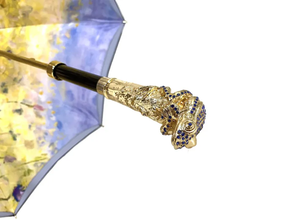 New Il Marchesato Ombrello con impugnatura Rana tempestata di Swarovski