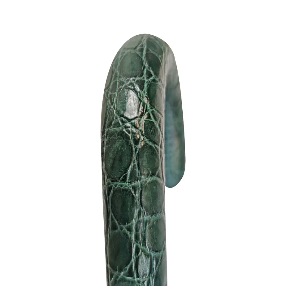 Online Il Marchesato Ombrello con manico in pelle di coccodrillo Caiman verde