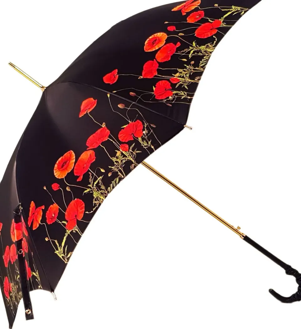 Online Il Marchesato Ombrello con papaveri nero e rosso