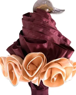 Sale Il Marchesato Ombrello con volant e rose bordeaux