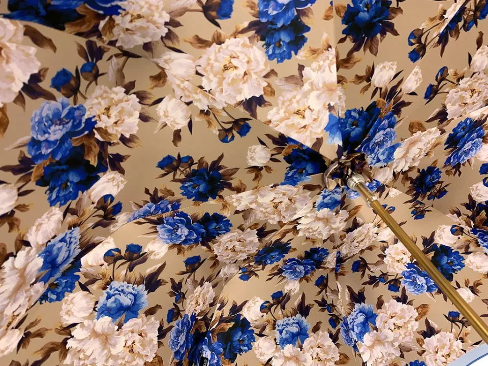 Outlet Il Marchesato Ombrello da donna rosso bellissimo con disegno pavone stampato Ombrello di lusso di alta qualità