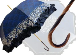 Online Il Marchesato Ombrello da donna studiato con un motivo bianco e nero su un baldacchi