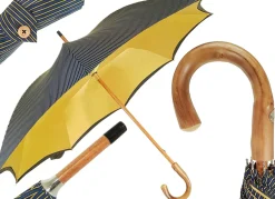 Outlet Il Marchesato Ombrello da uomo classico a righe - Tessuto interno in raso giallo