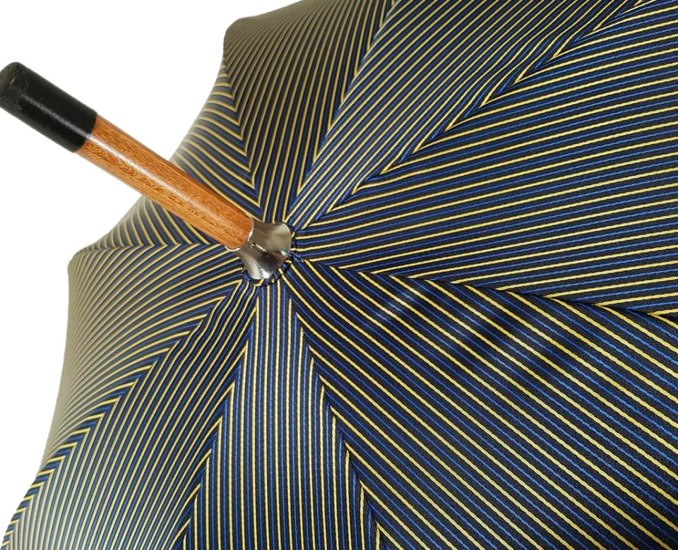 Outlet Il Marchesato Ombrello da uomo classico a righe - Tessuto interno in raso giallo