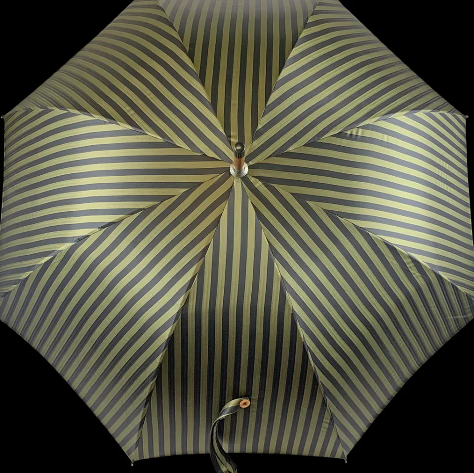 New Il Marchesato Ombrello da uomo classico a righe - Tessuto interno in raso giallo