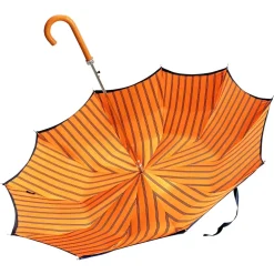Fashion Il Marchesato Ombrello da uomo elegante con manico in pelle di struzzo arancione