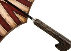 Clearance Il Marchesato Ombrello da uomo fatto a mano - color tabacco - rosso e crema a strisc