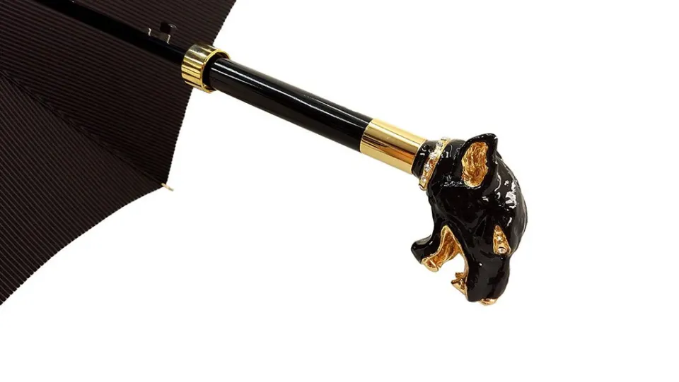Discount Il Marchesato Ombrello da uomo lussuoso - puma smaltato nero e cristalli Swarovski