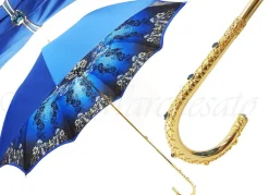 Clearance Il Marchesato Ombrello di lusso blu - Manico gioiello con cristalli